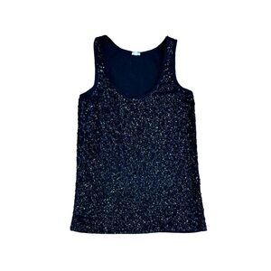 J. Crew | Sequined Racerback Sleeveless Tank Top Black, Womenโs X-Small
